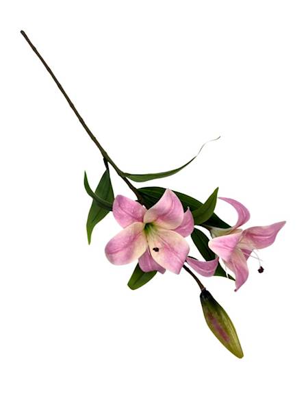 Lilia silikonowa gałązka 76 cm jasny róż