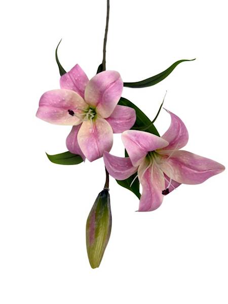 Lilia silikonowa gałązka 76 cm jasny róż