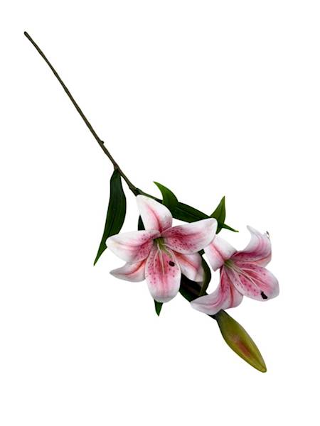 Lilia silikonowa gałązka 76 cm brudny róż i biały