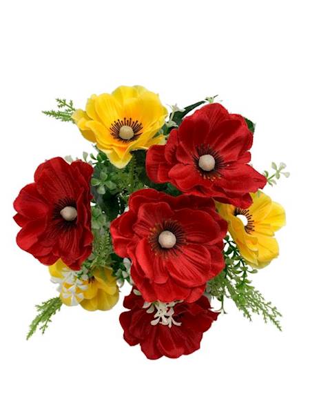 Anemon bukiet 29 cm żółto czerwony