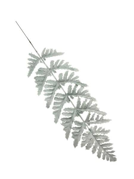 Liść paproci dwustronny 51 cm biało zielony