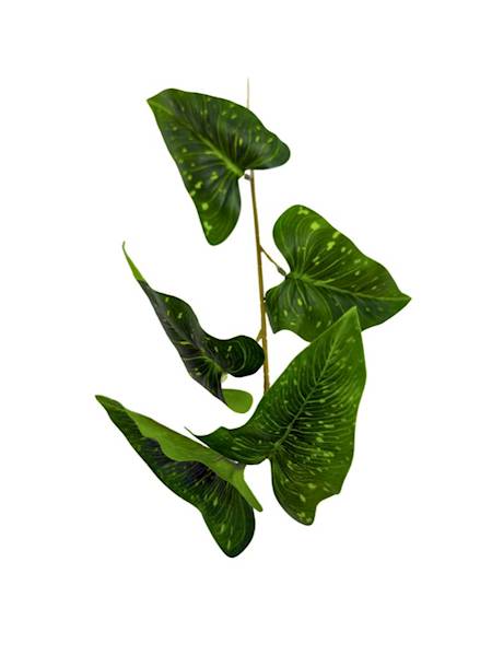 Liście silikonowe gałązka 62 cm zielone nakrapiane