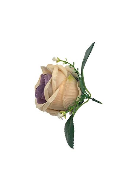 Róża główka z dodatkiem 11 cm beż i fiolet