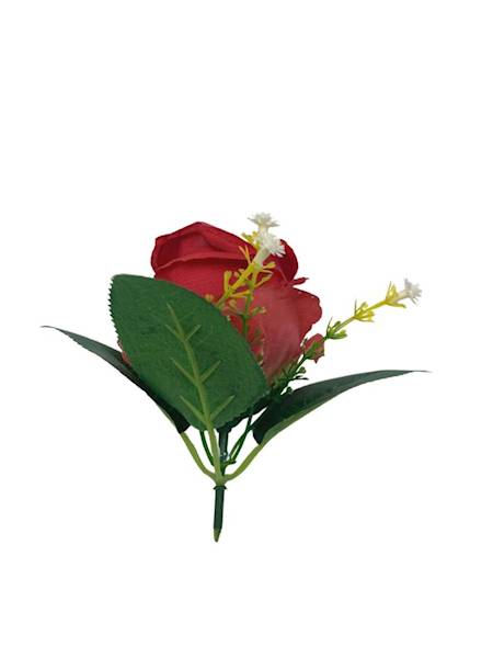 Róża główka z dodatkiem 11 cm czerwona z zielonym