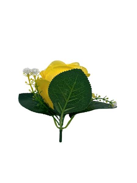 Róża główka z dodatkiem 11 cm żółta