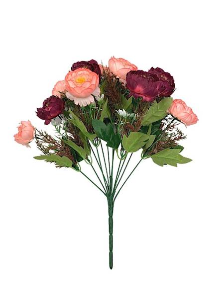 Pełniki bukiet 38 cm róż i purpurowy