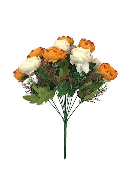 Pełniki bukiet 38 cm pomarańcz i kremowy