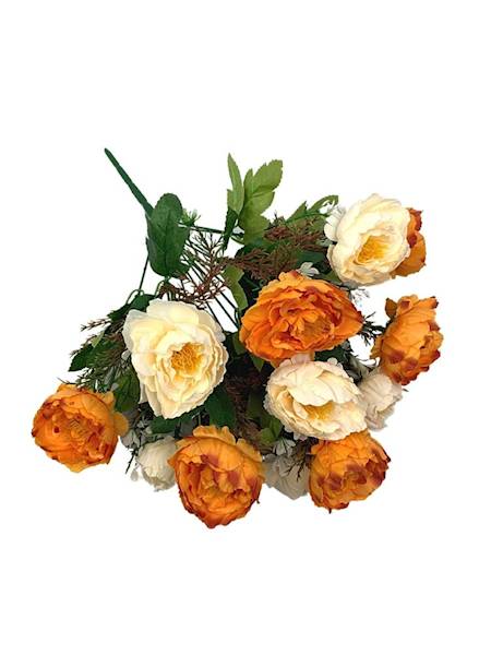 Pełniki bukiet 38 cm pomarańcz i kremowy