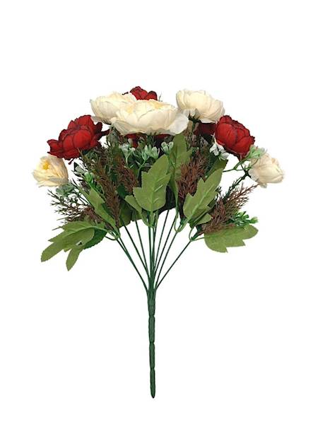 Pełniki bukiet 38 cm czerwony i kremowy
