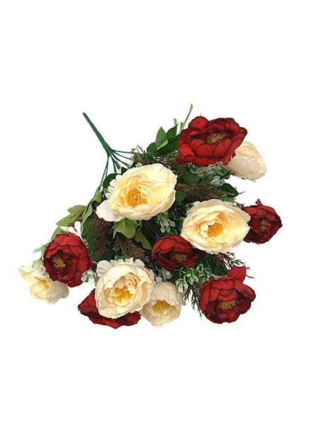 Pełniki bukiet 38 cm czerwony i kremowy