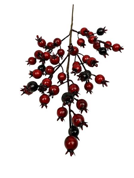 Gałązka czerwone kulki 35 cm 