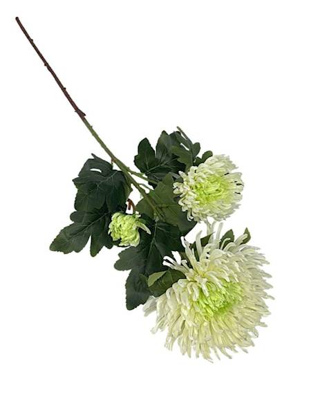 Chryzantema XL gałązka 93 cm kremowa z zielonym