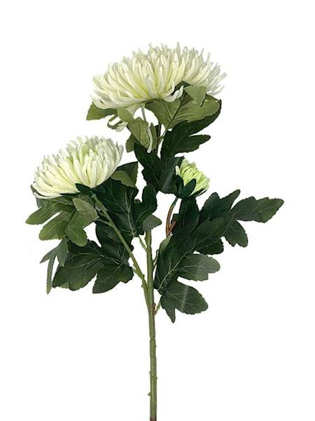 Chryzantema XL gałązka 93 cm kremowa z zielonym