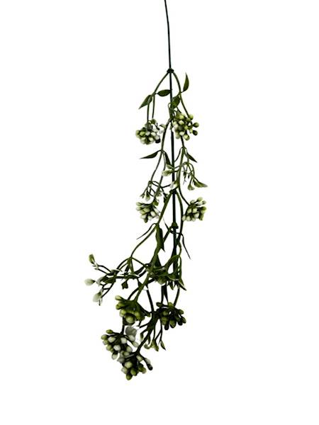 Dodatek gałązka 55 cm biało zielony