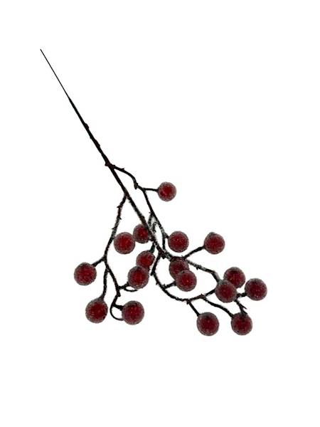 Gałązka kulki czerwone oszronione 30 cm