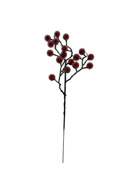 Gałązka kulki czerwone oszronione 30 cm