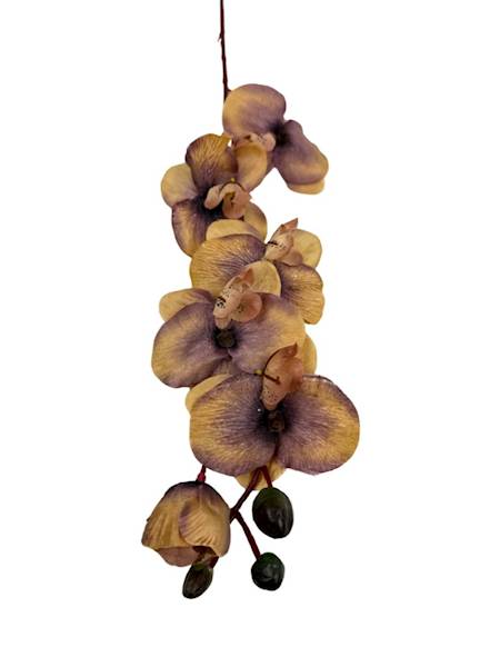 Storczyk gałązka 77 cm musztardowy i brudny fiolet