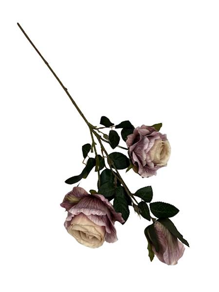 Róża gałązka 70 cm brudny fiolet i beż