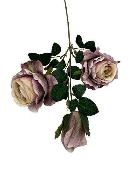 Róża gałązka 70 cm brudny fiolet i beż