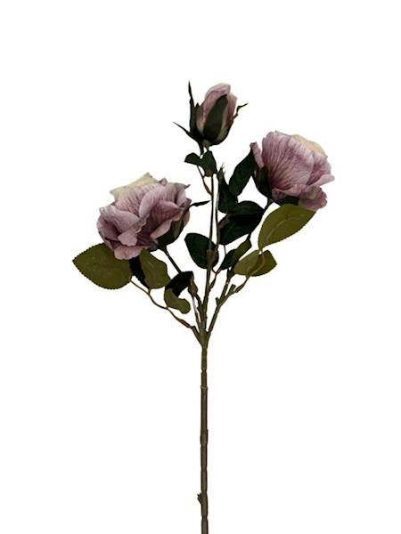 Róża gałązka 70 cm brudny fiolet i beż