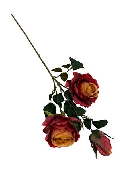 Róża gałązka 70 cm czerwona z pomarańczowym