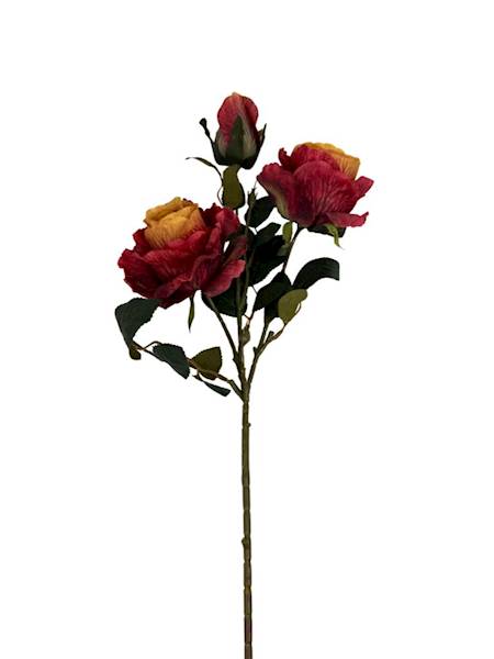 Róża gałązka 70 cm czerwona z pomarańczowym