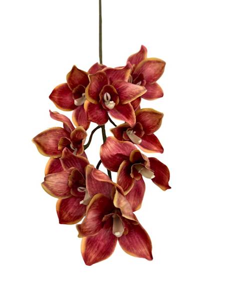 Orchidea gałązka 85 cm czerwono pomarańczowa