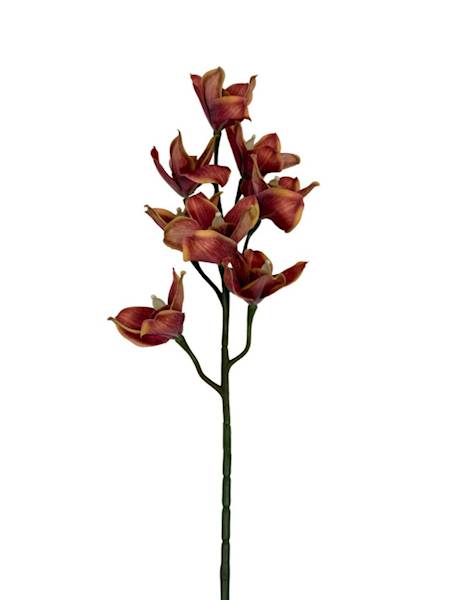 Orchidea gałązka 85 cm czerwono pomarańczowa