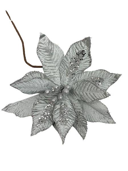 Gwiazda betlejemska welurowa 62 cm srebrna