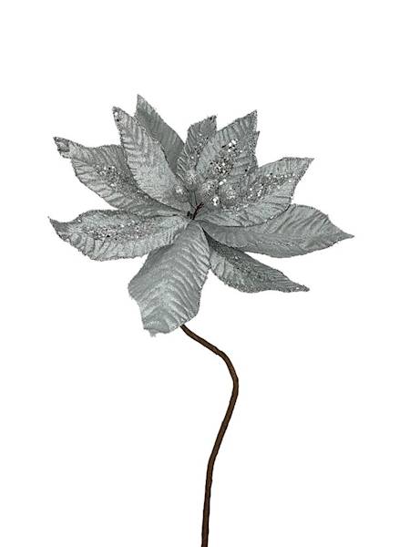 Gwiazda betlejemska welurowa 62 cm srebrna