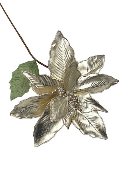 Gwiazda betlejemska na piku 60 cm skórzana złota