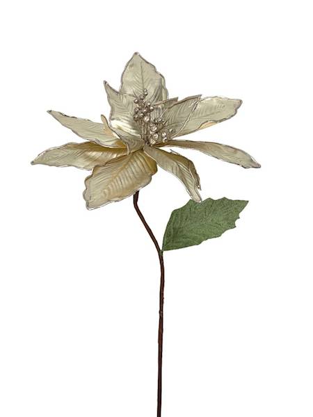 Gwiazda betlejemska na piku 60 cm skórzana złota