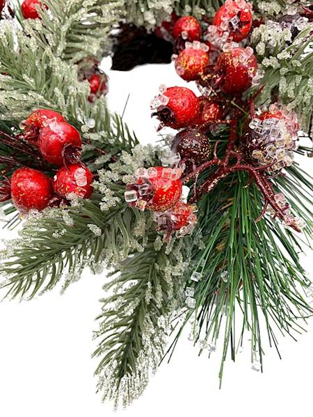 Wianek świąteczny 30 cm z owocami dzikiej róży