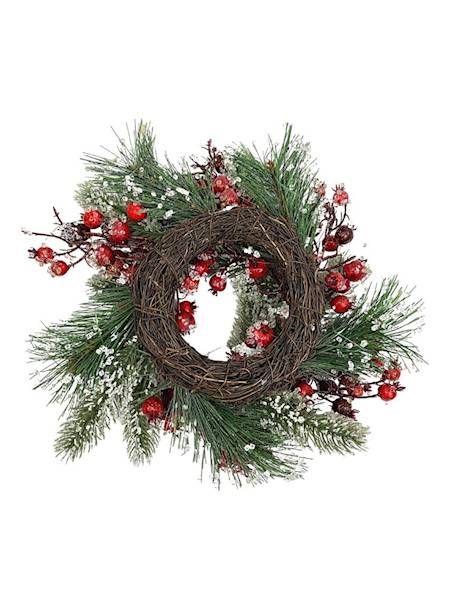 Wianek świąteczny 30 cm z owocami dzikiej róży
