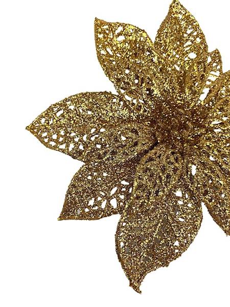 Gwiazda betlejemska z klipsem 16 cm złota