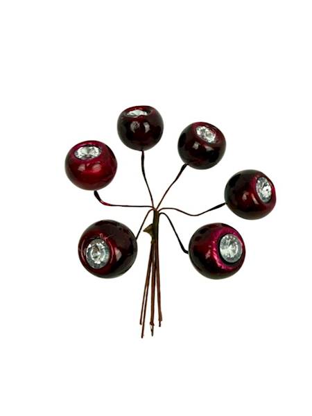Kulki z diamentem wiązka 6 sztuk bordo