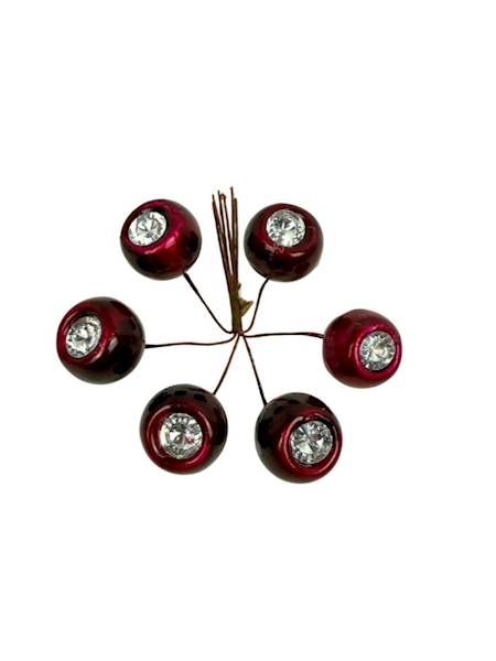 Kulki z diamentem wiązka 6 sztuk bordo