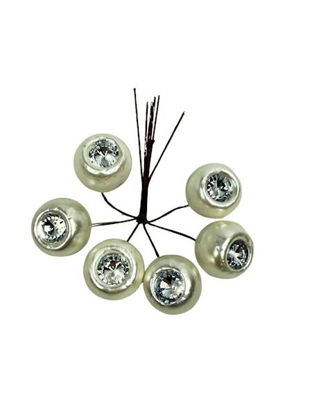 Kulki z diamentem wiązka 6 sztuk perłowe