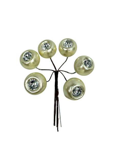 Kulki z diamentem wiązka 6 sztuk perłowe złote