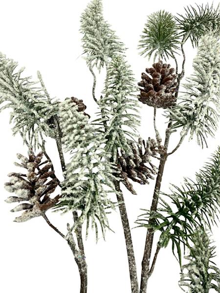 Gałązka ośnieżona z szyszkami 90 cm