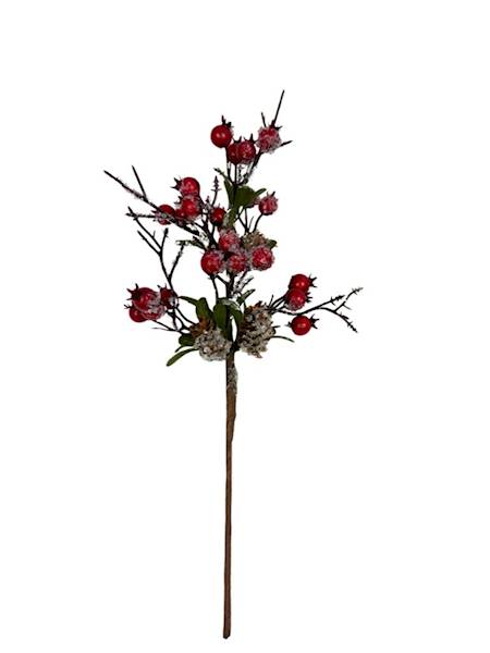 Gałązka świąteczna czerwone kulki 38 cm