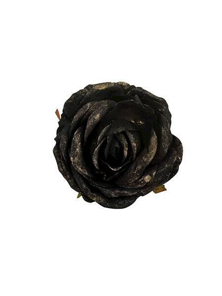 Róża pozłacana główka 9 cm czarna
