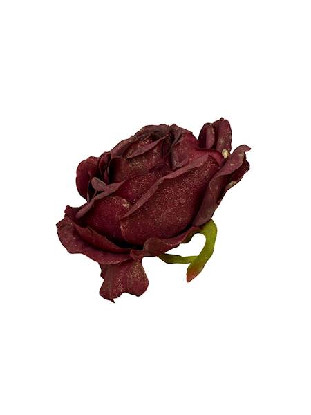 Róża pozłacana główka 9 cm bordo