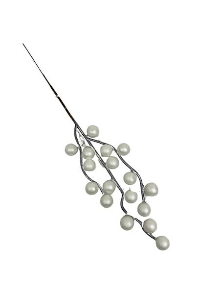Perełki gałązka z kuleczkami 29 cm srebrna