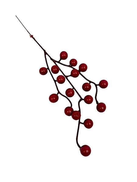 Perełki gałązka z kuleczkami 29 cm czerwona