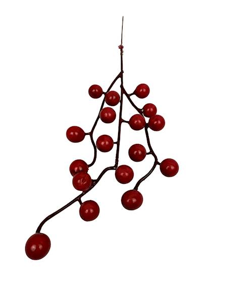 Perełki gałązka z kuleczkami 29 cm czerwona
