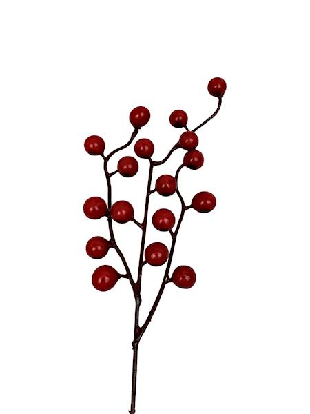 Perełki gałązka z kuleczkami 29 cm czerwona