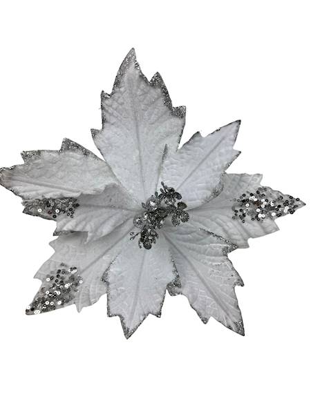 Gwiazda betlejemska welurowa 30 cm biała