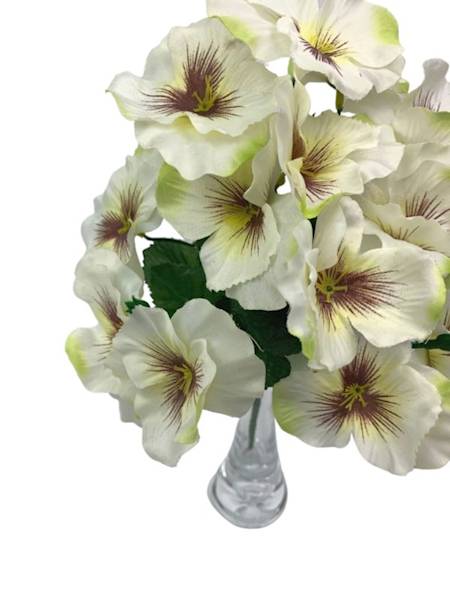 Bukiet bratki 26 cm biało zielony