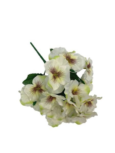 Bukiet bratki 26 cm biało zielony